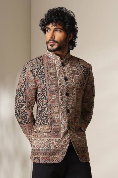 Shop Dusala Multi Color Pashmina Paisley Pattern Bandhgala Online at Aza Fashions Shop_Dusala_Multi Color Pashmina Paisley Pattern Bandhgala _Online_at_Aza_Fashions