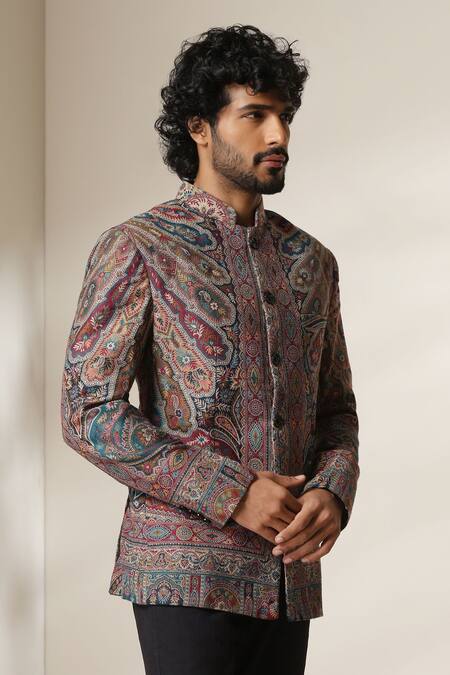 Buy Dusala Multi Color Pashmina Paisley Pattern Bandhgala Online at Aza Fashions Buy_Dusala_Multi Color Pashmina Paisley Pattern Bandhgala _Online_at_Aza_Fashions