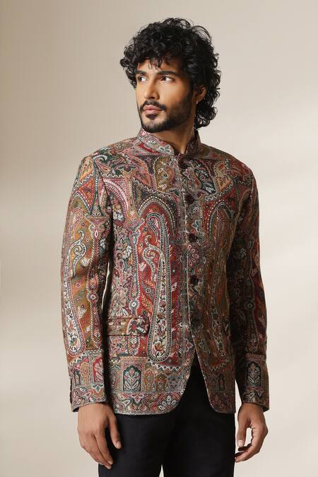 Buy Dusala Multi Color Pashmina Paisley Pattern Bandhgala Online at Aza Fashions Buy_Dusala_Multi Color Pashmina Paisley Pattern Bandhgala _Online_at_Aza_Fashions