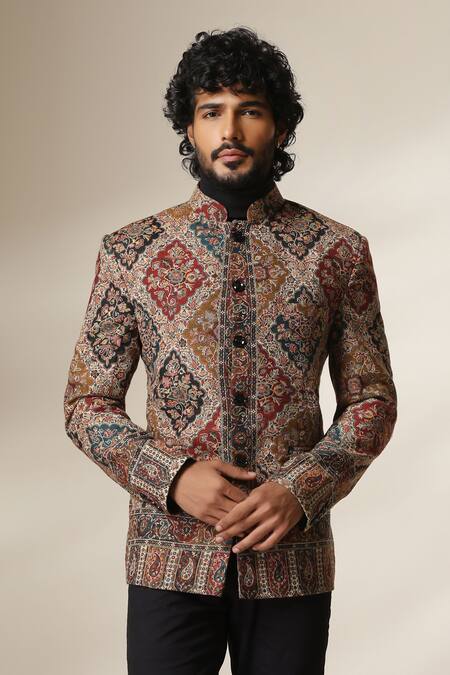 Dusala Patchwork Print Bandhgala 