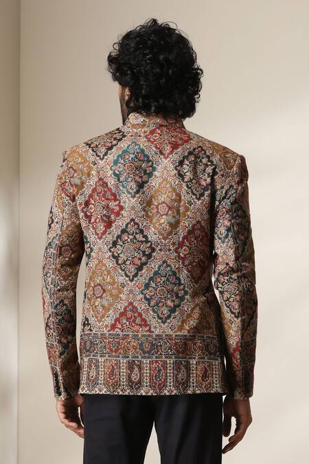 Dusala Patchwork Print Bandhgala 
