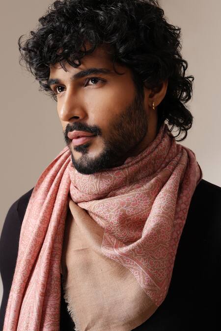 Buy_Dusala_Pink Pashmina Wool Silk Shawl _Online_at_Aza_Fashions