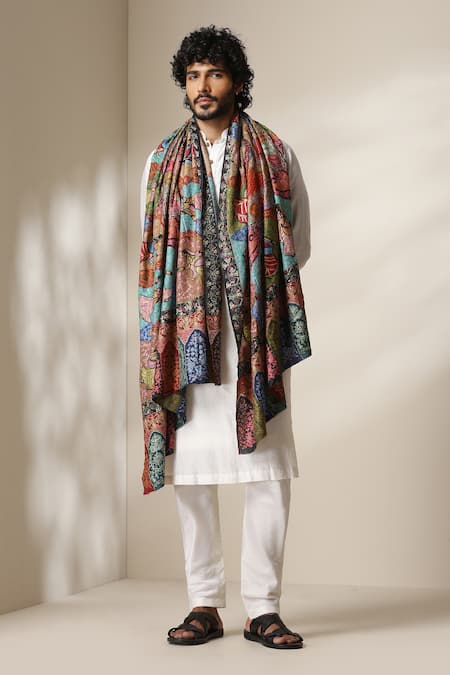 Dusala Pashmina Wool Zari Embroidered Shawl 