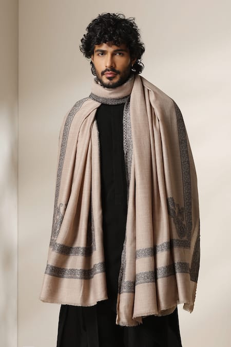 Dusala Pashmina Silk Zari Border Motif Shawl