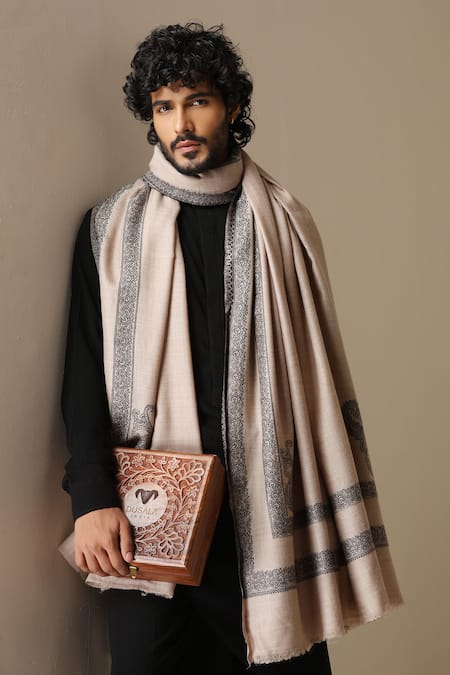 Dusala Pashmina Silk Zari Border Motif Shawl