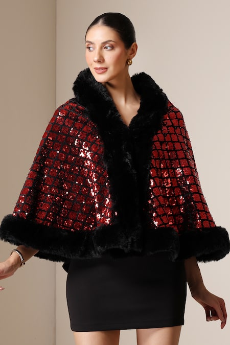 Dusala Sequin Embellished Cape