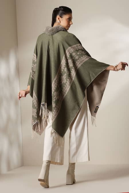 Dusala Ethnic Pattern Vegan Fur Cape