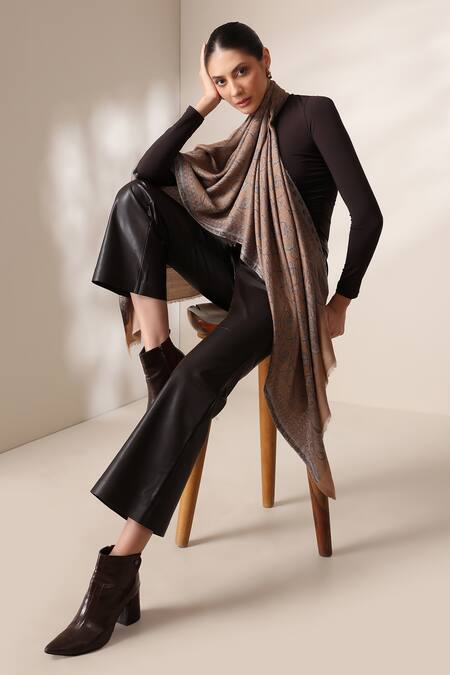 Buy Dusala Beige Pashmina Wool Silk Embroidered Stole Online at Aza Fashions Buy_Dusala_Beige Pashmina Wool Silk Embroidered Stole _Online_at_Aza_Fashions