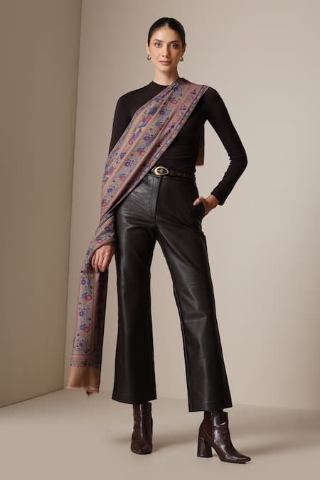 Dusala Floral Pattern Pashmina Wool Silk Stole