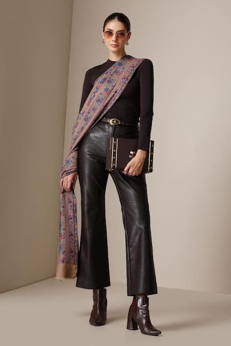 Dusala Beige Floral Pattern Pashmina Wool Silk Stole Online at Aza Fashions Dusala_Beige Floral Pattern Pashmina Wool Silk Stole _Online_at_Aza_Fashions