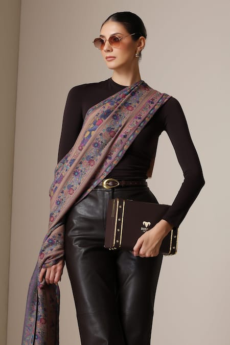 Buy Dusala Beige Floral Pattern Pashmina Wool Silk Stole Online at Aza Fashions Buy_Dusala_Beige Floral Pattern Pashmina Wool Silk Stole _Online_at_Aza_Fashions