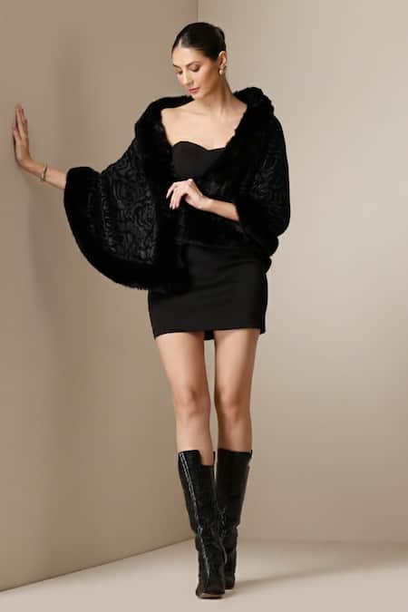 Dusala Embossed Velvet Cape