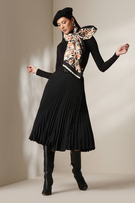 Dusala_Multi Color Geometric And Floral Pattern Stole _at_Aza_Fashions