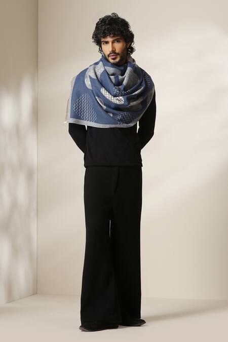 Dusala Blue Abstract Pattern Stole Online at Aza Fashions Dusala_Blue Abstract Pattern Stole _Online_at_Aza_Fashions