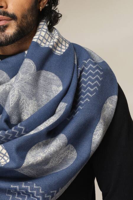 Buy Dusala Blue Abstract Pattern Stole Online at Aza Fashions Buy_Dusala_Blue Abstract Pattern Stole _Online_at_Aza_Fashions