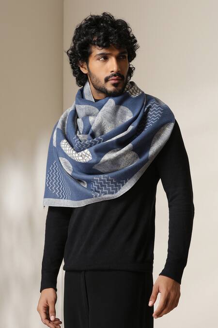 Shop Dusala Blue Abstract Pattern Stole Online at Aza Fashions Shop_Dusala_Blue Abstract Pattern Stole _Online_at_Aza_Fashions