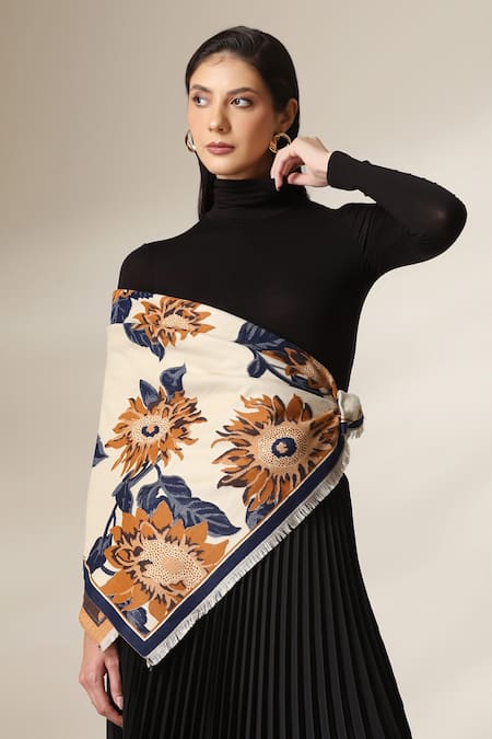 Dusala_Multi Color Floral Print Stole _Online_at_Aza_Fashions