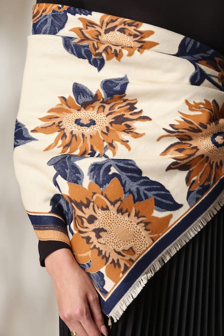 Buy_Dusala_Multi Color Floral Print Stole _Online_at_Aza_Fashions