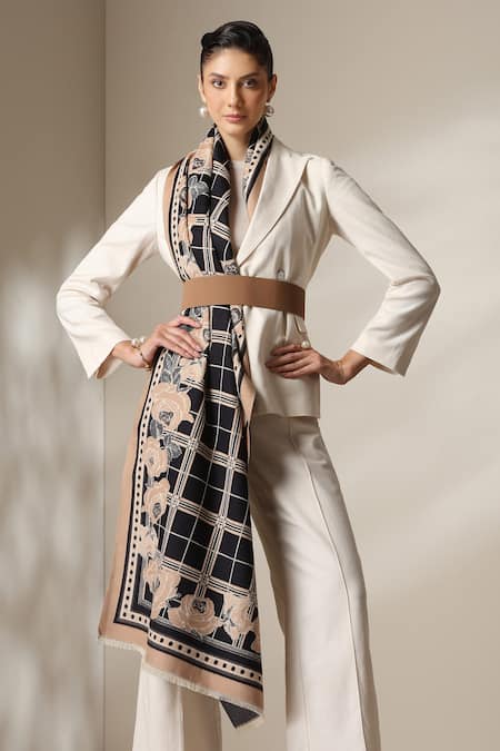 Dusala Grid Print Stole 