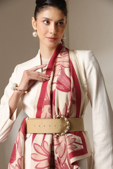 Buy_Dusala_Red Floral Pattern Stole 