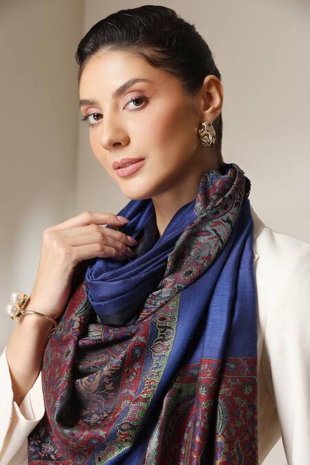 Dusala Blue Paisley Pattern Stole Online at Aza Fashions Dusala_Blue Paisley Pattern Stole _Online_at_Aza_Fashions