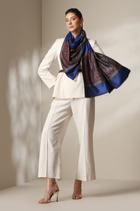 Shop Dusala Blue Paisley Pattern Stole Online at Aza Fashions Shop_Dusala_Blue Paisley Pattern Stole _Online_at_Aza_Fashions