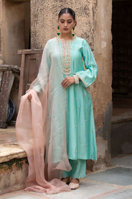 Amoree by Shikha Chaudhry Embroidered Silk Chanderi Kurta Set 
