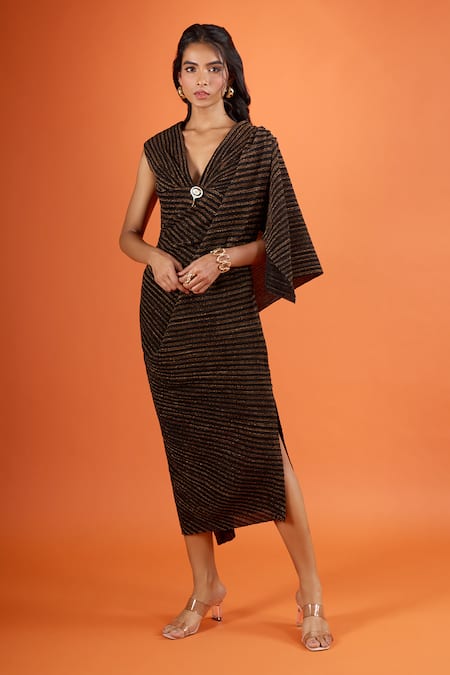 Tarun Tahiliani Stripe Pattern Dress 