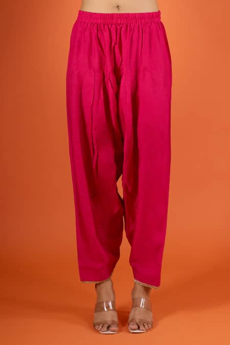 Sheetal Batra_Pink Embroidery V-neck Kaftan With Salwar _at_Aza_Fashions