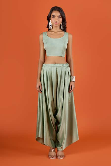 Prisho Green Embroidery, Sequins Round Neck Kaftan Pant Set Online at Aza Fashions Prisho_Green Embroidery, Sequins Round Neck Kaftan Pant Set _Online_at_Aza_Fashions