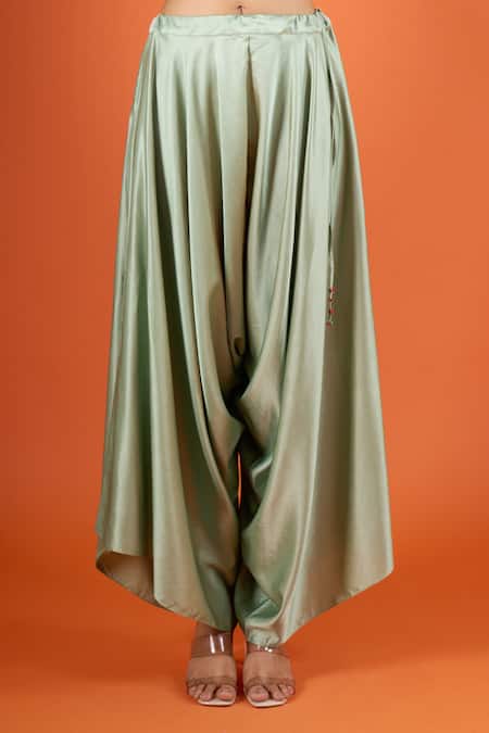 Shop Prisho Green Embroidery, Sequins Round Neck Kaftan Pant Set Online at Aza Fashions Shop_Prisho_Green Embroidery, Sequins Round Neck Kaftan Pant Set _Online_at_Aza_Fashions