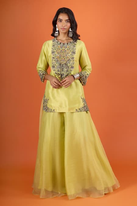 Prisho Embroidered Kurta & Sharara Set
