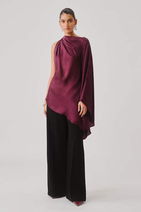 Aroka Dark Plum Draped Top 