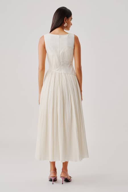 Aroka Ivory Ruched Corset Dress 
