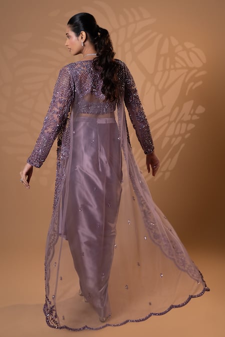 Jiya by Veer Design Studio Embroidered Cape Skirt Set 