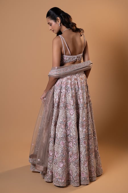 Jiya by Veer Design Studio Blush Pink Embroidered Lehenga Set 