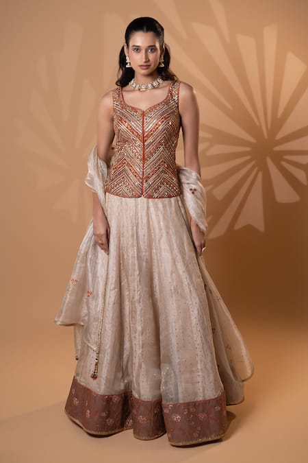 Jiya by Veer Design Studio Embroidered Blouse Lehenga Set 