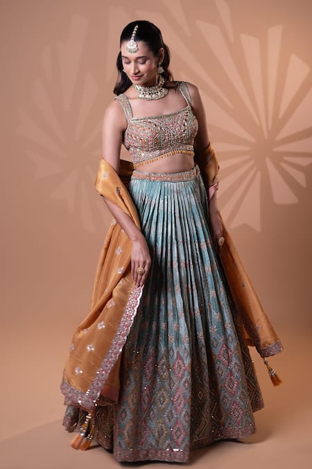 Jiya by Veer Design Studio Pleated Embroidered Lehenga Set 