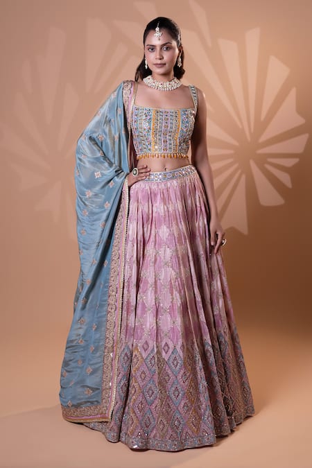 Jiya by Veer Design Studio Geometric Embroidered Lehenga Set 