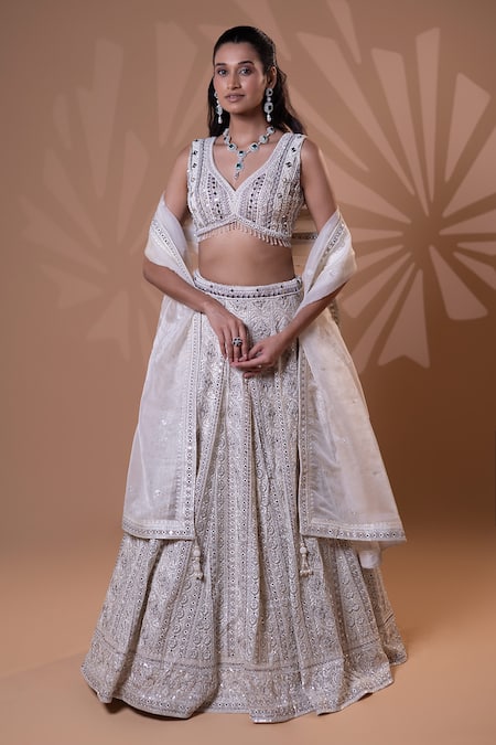 Jiya by Veer Design Studio Ivory Embellished Lehenga Set 