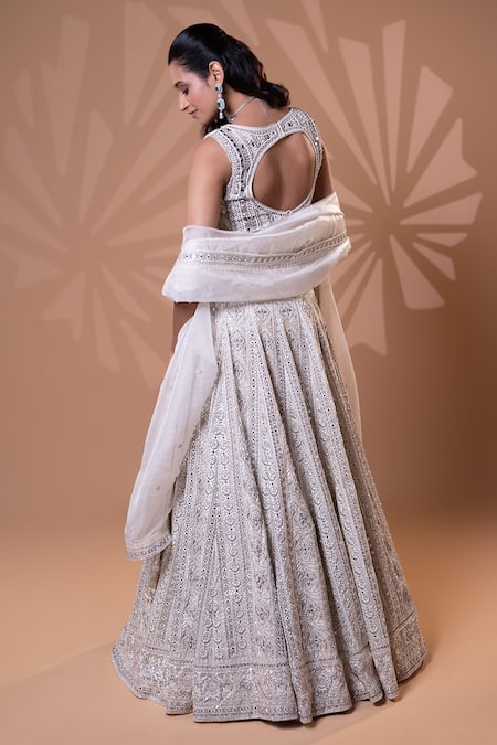 Jiya by Veer Design Studio Ivory Embellished Lehenga Set 