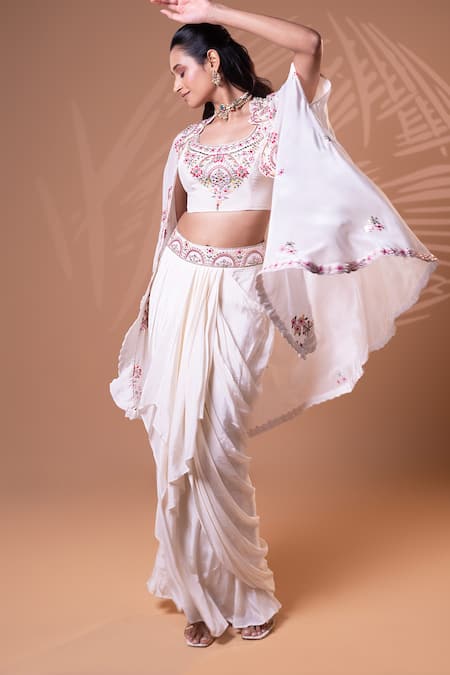 Jiya by Veer Design Studio Embroidered Cape Skirt Set 