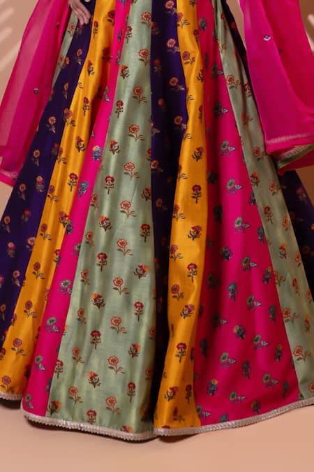 Buy_Jiya by Veer Design Studio_Purple Organza Mirrors, Beads, Embroidery, Tassels, Riwaayat Lehenga Set _Online_at_Aza_Fashions