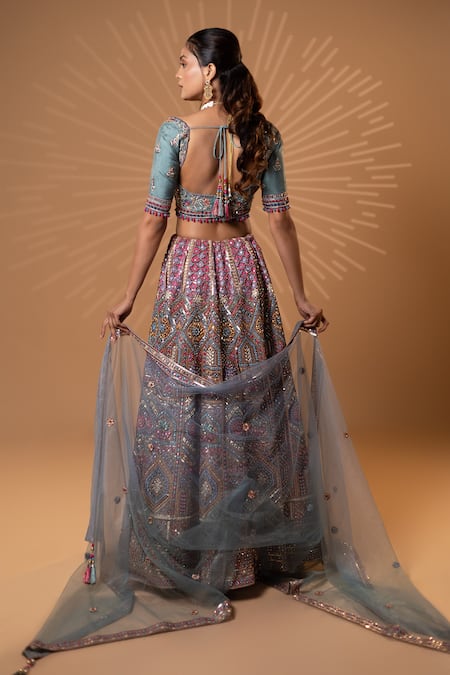 Jiya by Veer Design Studio Vintage Mauve Trail Lehenga Set 
