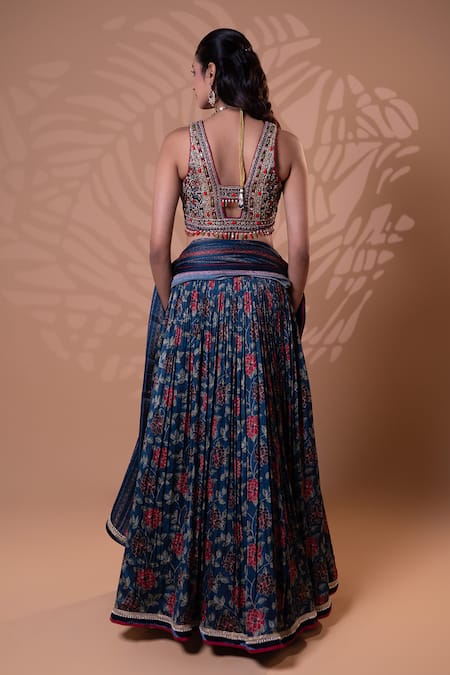 Jiya by Veer Design Studio Midnight Bloom Embroidered Lehenga Set 