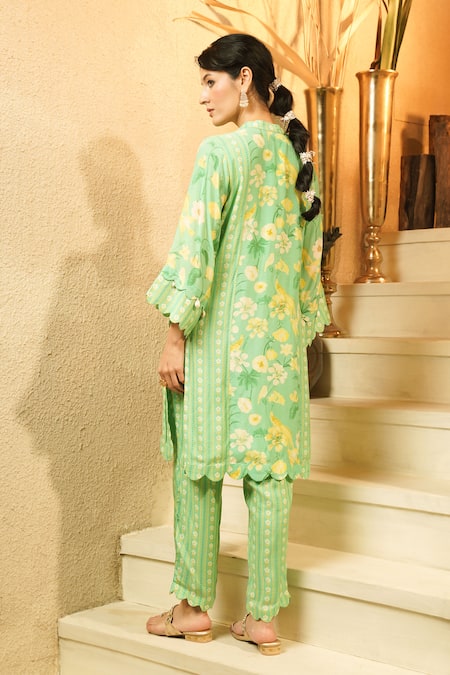 Surabhi Arya Floral Print Kurta & Striped Trouser Set 
