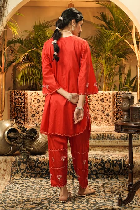 Surabhi Arya Silk Hand-Embroidered Kurta & Pant Set 