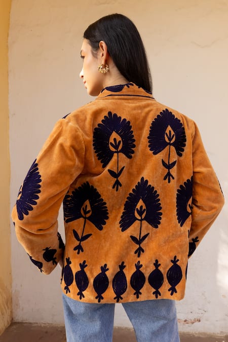 ASRUMO Velvet Applique Embroidered Jacket 