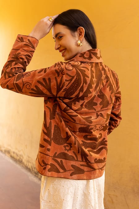 ASRUMO Velvet Hand Embroidered Floral Jacket 