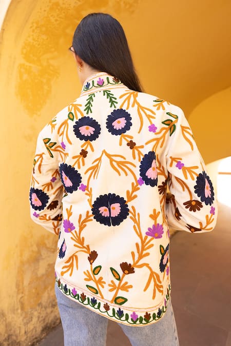 ASRUMO Velvet Floral Hand Embroidered Jacket 